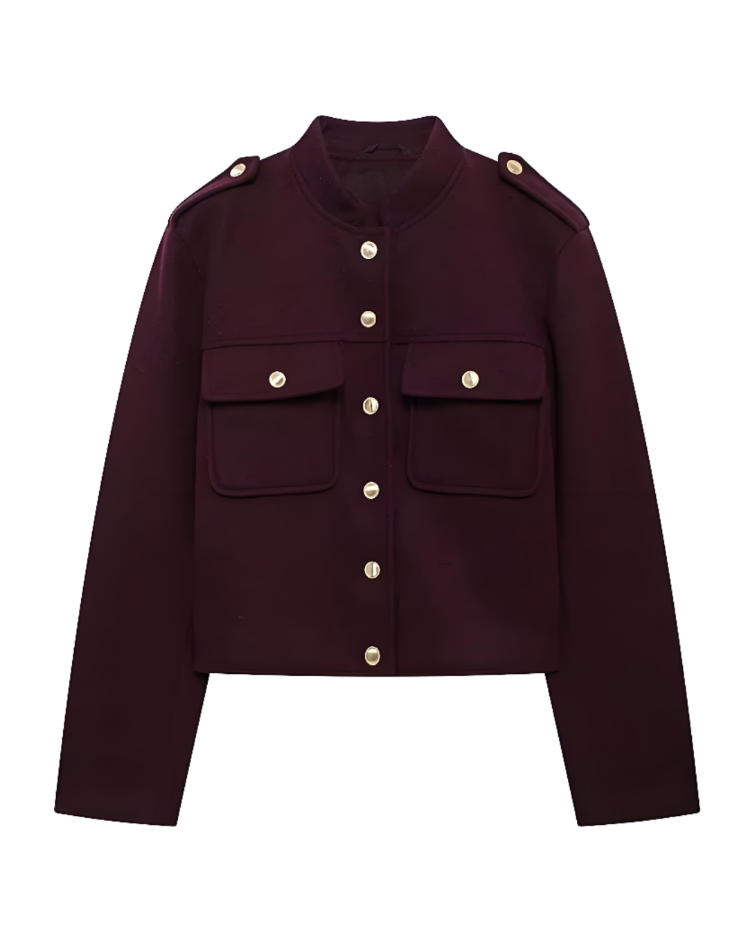 Chic Burgundy Military Blazer for Women with Gold Buttons and Breast Pockets-Jackets-Lake and Ivy-Burgundy-XS-Lake and Ivy