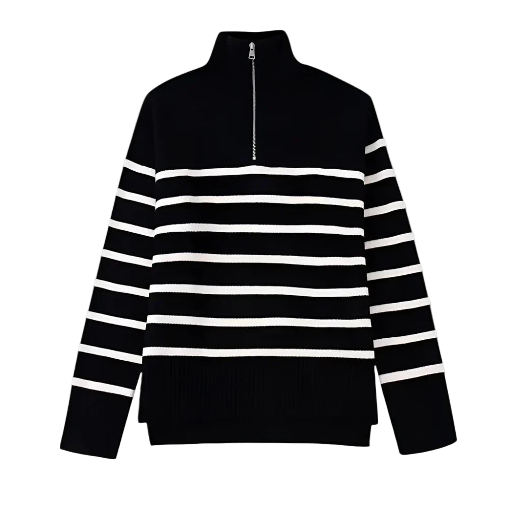 Chic Striped Sweater Perfect for Every Season-Sweaters-Lake and Ivy-Black-S-Lake and Ivy