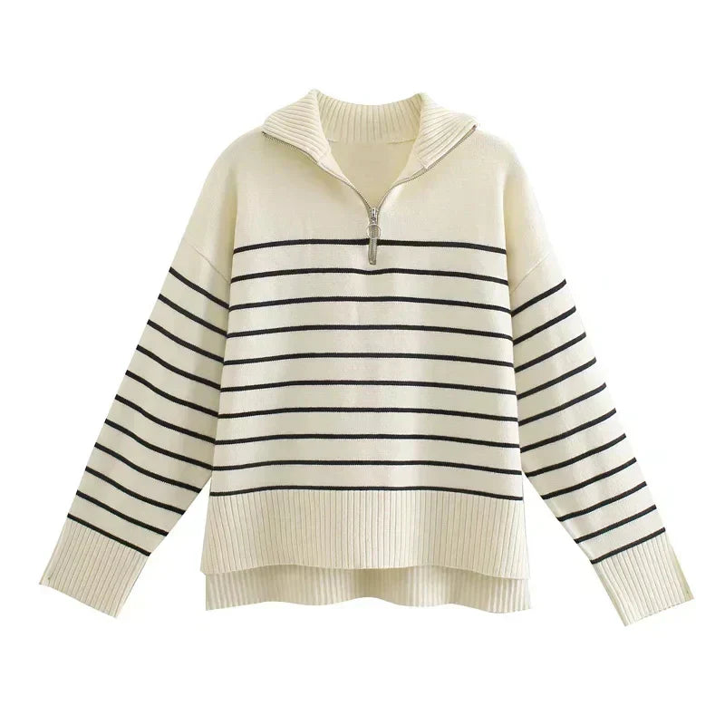 Chic Striped Sweater Perfect for Every Season-Sweaters-Lake and Ivy-Cream-S-Lake and Ivy
