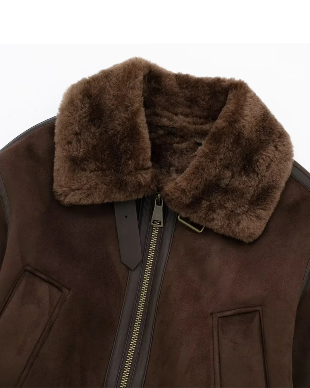 Elegant Women's Bomber Jacket with Faux Fur Collar – Cozy Short Jacket in Dark Brown-Jackets-Lake and Ivy-Lake and Ivy