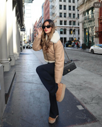 Elegant Women's Aviator Jacket with Faux Fur – Cozy Beige Winter Jacket Featuring Zipper and Collar-Jackets-Lake and Ivy-Lake and Ivy