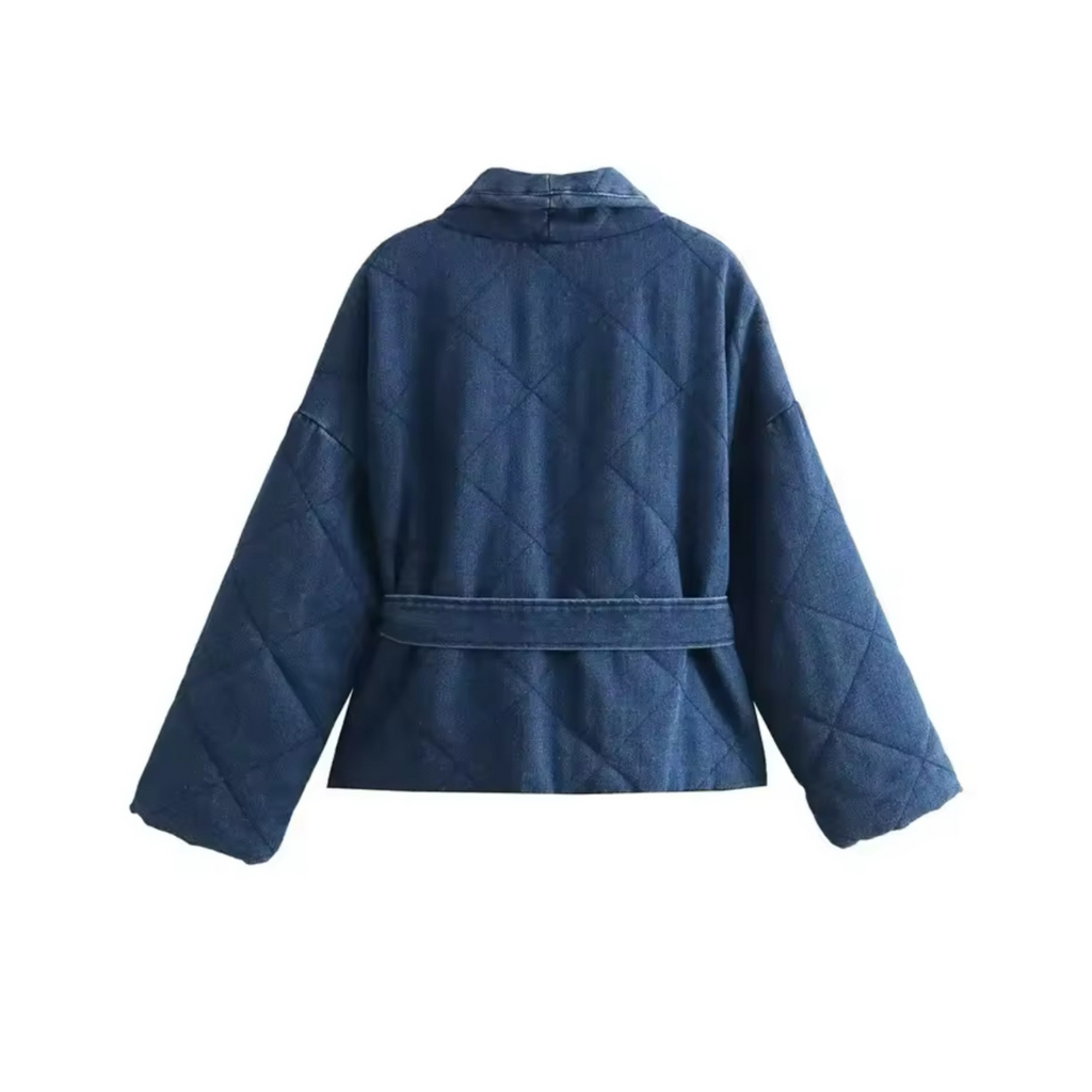 Warm Short Quilted Kimono Coat for Women with Tied Belt-Jackets-Lake and Ivy-Lake and Ivy